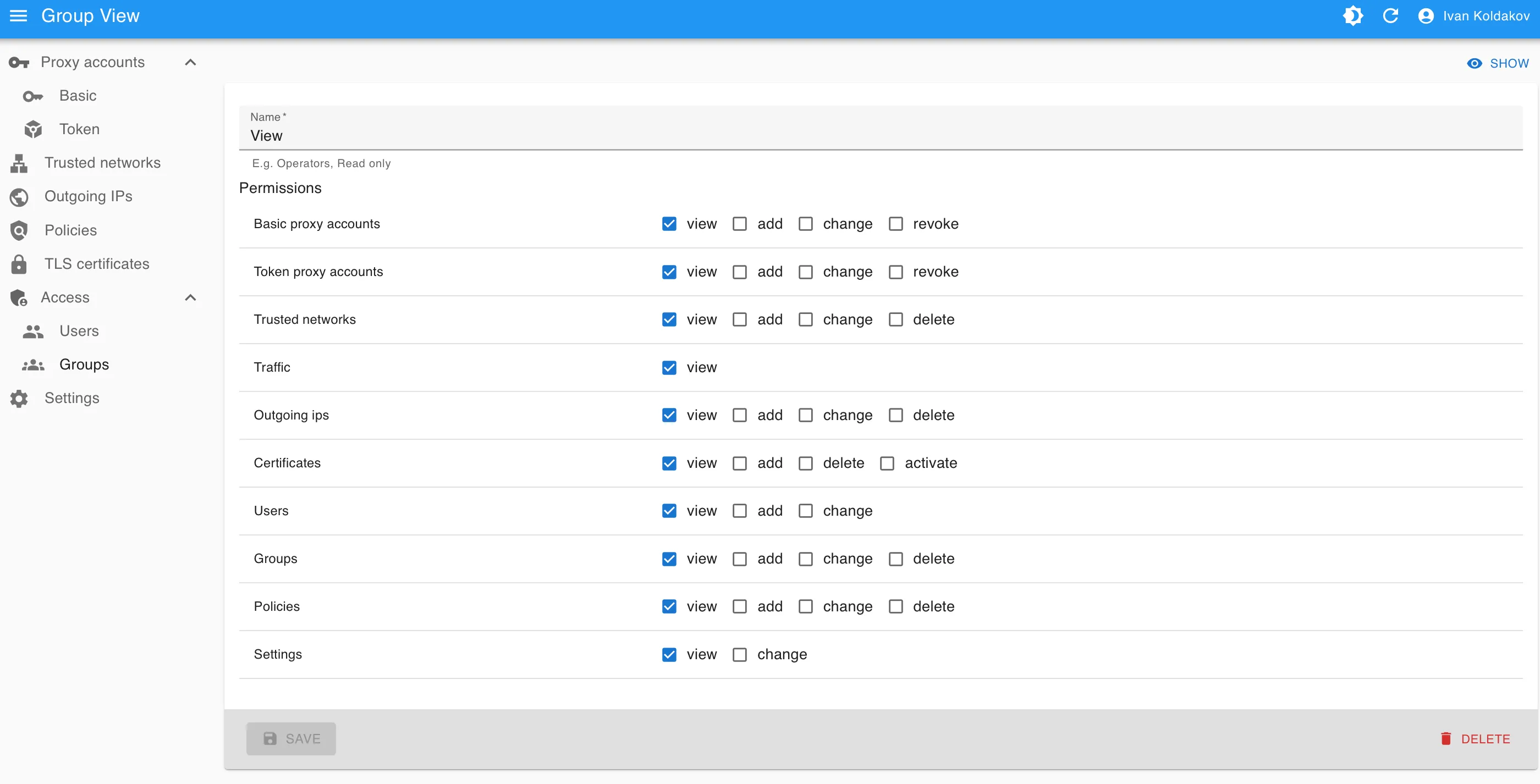 Group permissions
